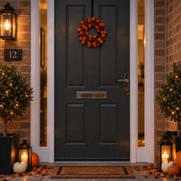 Underfoot Halloween Wreath 20Cm Orange Black Pumpkin Tinsel Door Hanging Decoration - thumbnail 4