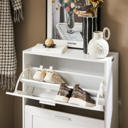 Sobuy Fsr137-W,shoe Cabinet Flip Drawers Storage Organizer, White,w59.5Xd23Xh79.5 - thumbnail 5