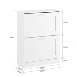 Sobuy Fsr137-W,shoe Cabinet Flip Drawers Storage Organizer, White,w59.5Xd23Xh79.5 - thumbnail 3