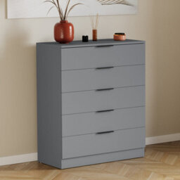 Lassic Vida Designs Trega 4 Piece Bedroom Set (3 Drawer Bedside Chest X2, 5 Drawer Chest, 2 Door 2 Drawer Wardrobe) Grey - thumbnail 3