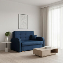Sofa Bed Viva Gold Ii With Storage Free Standing Upholstered Back Wooden Legs Sleeping Area 133X98X85Cm Blue