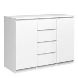 Furniture To Go Naia Sideboard - 4 Drawers 2 Doors In White High Gloss (W) 120.8 X  (H) 90.7 X (D) 50Cm