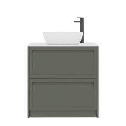Royal Bathrooms Royal Bathroom Elmore 800mm Matt Green Freestanding Bathroom Vanity Unit 2 Drawer Plain White Worktop With Elva Basin - thumbnail 7