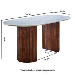 Worcester Ruby Mango Wood Dining Table 170Cm With Marble Top - thumbnail 5