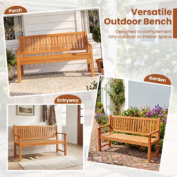 Costway 3-Seater Outdoor Wooden Bench 150 Cm Large Garden Bench With Backrest - thumbnail 5