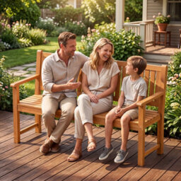 Costway 3-Seater Outdoor Wooden Bench 150 Cm Large Garden Bench With Backrest - thumbnail 4