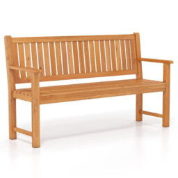 Costway 3-Seater Outdoor Wooden Bench 150 Cm Large Garden Bench With Backrest
