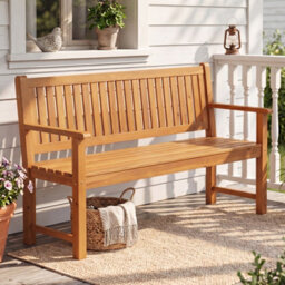Costway 3-Seater Outdoor Wooden Bench 150 Cm Large Garden Bench With Backrest - thumbnail 7