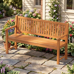 Costway 3-Seater Outdoor Wooden Bench 150 Cm Large Garden Bench With Backrest - thumbnail 6