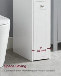 Songmics Small Bathroom Cabinet, Slim Bathroom Storage Unit, Bathroom Organiser, Freestanding Toilet Paper Storage Cabinet, White - thumbnail 3