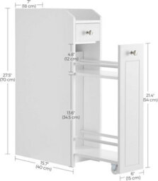 Songmics Small Bathroom Cabinet, Slim Bathroom Storage Unit, Bathroom Organiser, Freestanding Toilet Paper Storage Cabinet, White - thumbnail 2