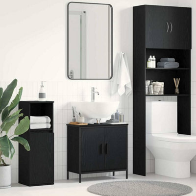 Walplus Bathroom Sink Cabinet Black Oak 60 X 30 X 60 Cm Engineered Wood - image 1
