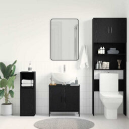 Walplus Bathroom Sink Cabinet Black Oak 60 X 30 X 60 Cm Engineered Wood - thumbnail 4