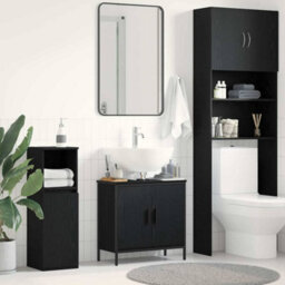 Walplus Bathroom Sink Cabinet Black Oak 60 X 30 X 60 Cm Engineered Wood - thumbnail 1