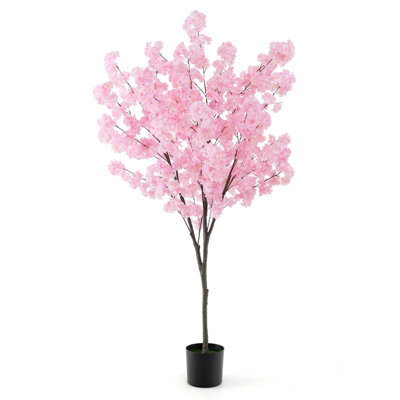 Costway 190Cm Tall Artificial Cherry Blossom Tree Faux Floral Plant Indoor Decor - image 1