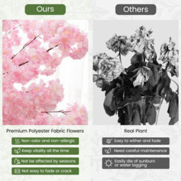 Costway 190Cm Tall Artificial Cherry Blossom Tree Faux Floral Plant Indoor Decor - thumbnail 6