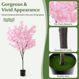 Costway 190Cm Tall Artificial Cherry Blossom Tree Faux Floral Plant Indoor Decor - thumbnail 5