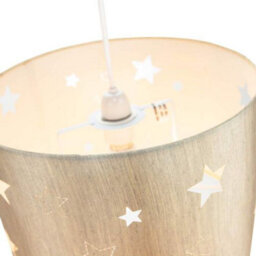 Happy Homewares Contemporary Beige Linen Childrens/kids Pendant/lamp Shade With Laser Cut Stars - thumbnail 2