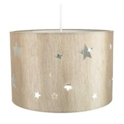 Happy Homewares Contemporary Beige Linen Childrens/kids Pendant/lamp Shade With Laser Cut Stars - thumbnail 4