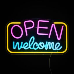 Glow Neon Open Welcome Neon Multicoloured Plug-In Led Wall Light - thumbnail 5