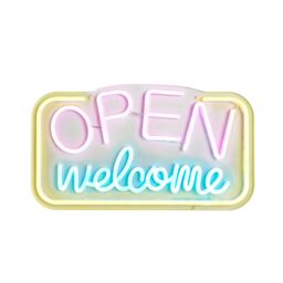 Glow Neon Open Welcome Neon Multicoloured Plug-In Led Wall Light - thumbnail 2