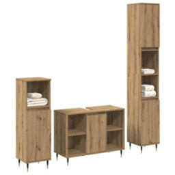 Berkfield Modern 3 Piece Bathroom Furniture Set Artisan Oak Engineered Wood