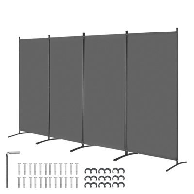 Vevor 4 Panel Folding Room Divider, Portable Partition Privacy Screen For Office Bedroom Study, Grey - image 1