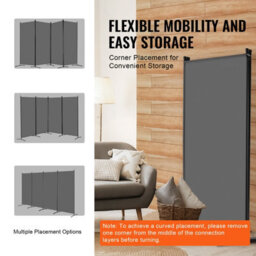 Vevor 4 Panel Folding Room Divider, Portable Partition Privacy Screen For Office Bedroom Study, Grey - thumbnail 5
