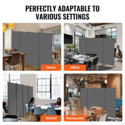 Vevor 4 Panel Folding Room Divider, Portable Partition Privacy Screen For Office Bedroom Study, Grey - thumbnail 6