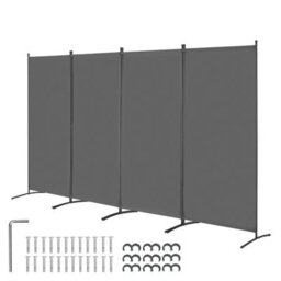 Vevor 4 Panel Folding Room Divider, Portable Partition Privacy Screen For Office Bedroom Study, Grey - thumbnail 1