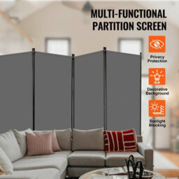 Vevor 4 Panel Folding Room Divider, Portable Partition Privacy Screen For Office Bedroom Study, Grey - thumbnail 2