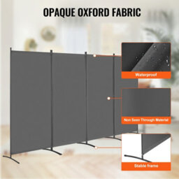 Vevor 4 Panel Folding Room Divider, Portable Partition Privacy Screen For Office Bedroom Study, Grey - thumbnail 3