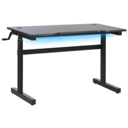 Beliani Manual Adjustable Gaming Desk Durbin Black 120 Cm 60 Cm Rgb Led - thumbnail 1