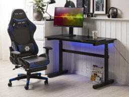Beliani Manual Adjustable Gaming Desk Durbin Black 120 Cm 60 Cm Rgb Led - thumbnail 2