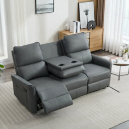 More4Homes Madrid 3 Seater Manual Recliner Air Leather Sofa (Grey) - thumbnail 8