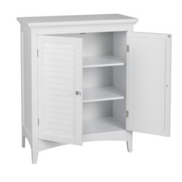 Teamson Home Bathroom Free Standing Cabinet, Wooden Cabinet With 2 Doors, Bathroom Storage, White - thumbnail 7