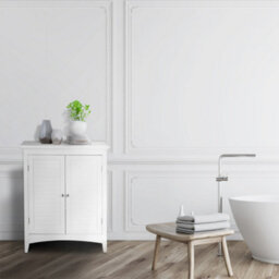 Teamson Home Bathroom Free Standing Cabinet, Wooden Cabinet With 2 Doors, Bathroom Storage, White - thumbnail 6