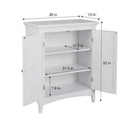 Teamson Home Bathroom Free Standing Cabinet, Wooden Cabinet With 2 Doors, Bathroom Storage, White - thumbnail 5