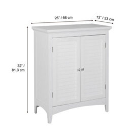 Teamson Home Bathroom Free Standing Cabinet, Wooden Cabinet With 2 Doors, Bathroom Storage, White - thumbnail 4