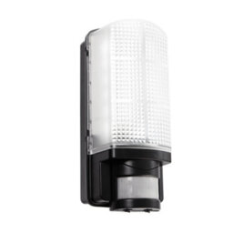 National Lighting Modern Outdoor Heavy Duty Black Plastic Ip 44 Rated Movement Sensor Bulkhead Security Led Wall Light - Equipped