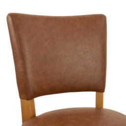 The Furniture Market Manor Oak Tan Brown Faux Leather Bar Stool Open Back Design Natural Oak Hardwood Frame Padded Seat Kitchen Counter Stool - thumbnail 7