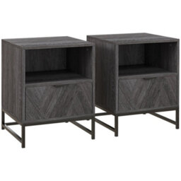 Wyld Haus Halapa Set Of 2 Dark Grey Bedside Tables, Drawer And Open Shelf, Industrial Matt Finish - thumbnail 2