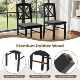 3 Piece Wooden Dining Table Set For 2 With Pvc Chairs Brown - thumbnail 3