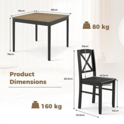 3 Piece Wooden Dining Table Set For 2 With Pvc Chairs Brown - thumbnail 2