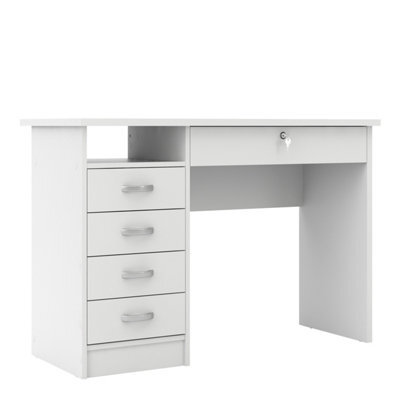 Furniture To Go Function Plus Desk With 5 Drawers In White  (W) 109.3 X (H) 75.6 X (D) 48.5Cm - image 1