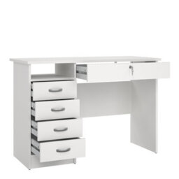 Furniture To Go Function Plus Desk With 5 Drawers In White  (W) 109.3 X (H) 75.6 X (D) 48.5Cm - thumbnail 5