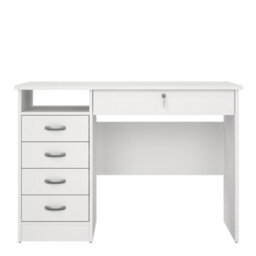 Furniture To Go Function Plus Desk With 5 Drawers In White  (W) 109.3 X (H) 75.6 X (D) 48.5Cm - thumbnail 3