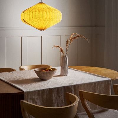 Beliani Beige Pendant Lamp With Paper Shade - Modern Living Room Light, Adjustable Height, W48 X H132Cm - image 1
