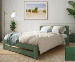 Nodax Durable & Eco-Finish Colour Wooden Bed Frame With Woodstain Finish - F1 Aurora Bed Frame 4Ft (Midnight Green) - thumbnail 1
