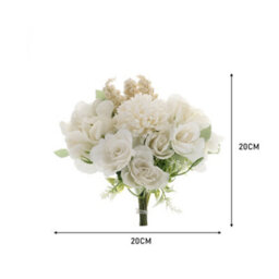 Living And Home White Romantic Artificial Bouquet Faux Silk Flower For Home Wedding Decoration - thumbnail 4